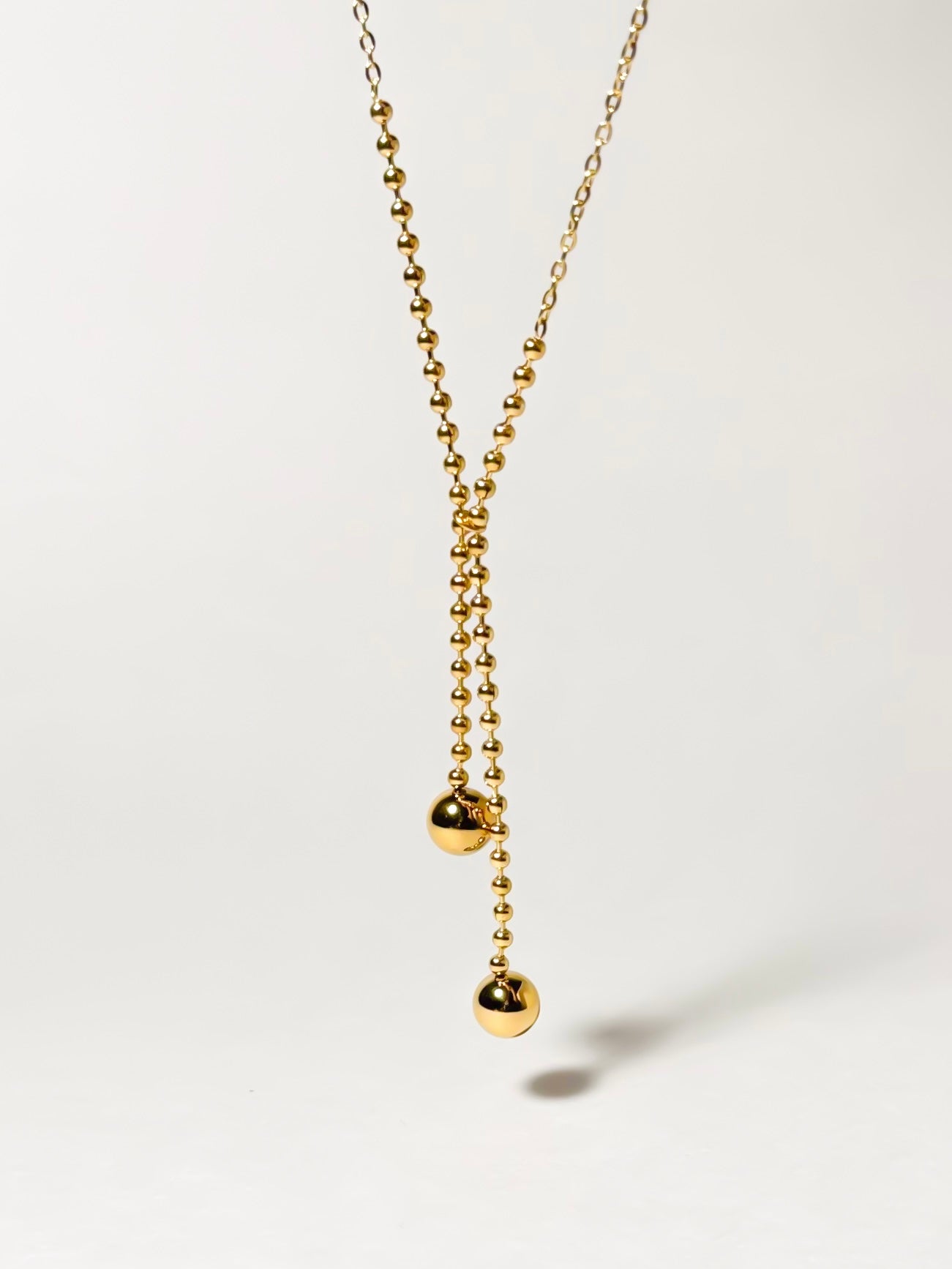 BEADED DROP NECKLACE - GOLD