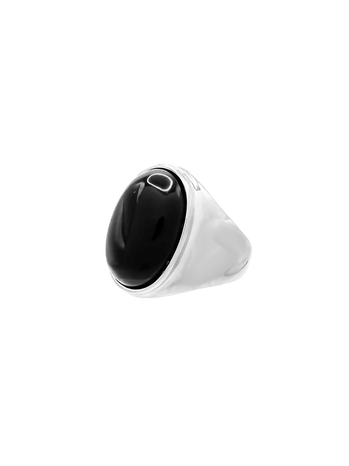 OVAL ONYX RING - SILVER